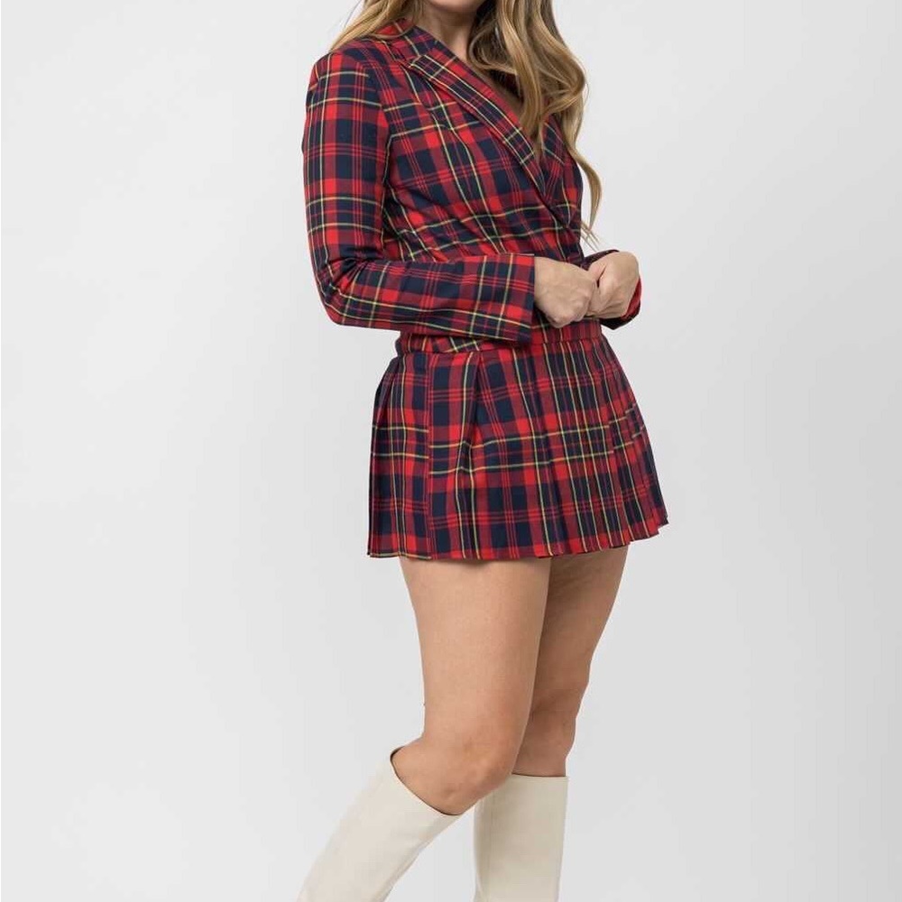 Plaid Checker Skirt Suit